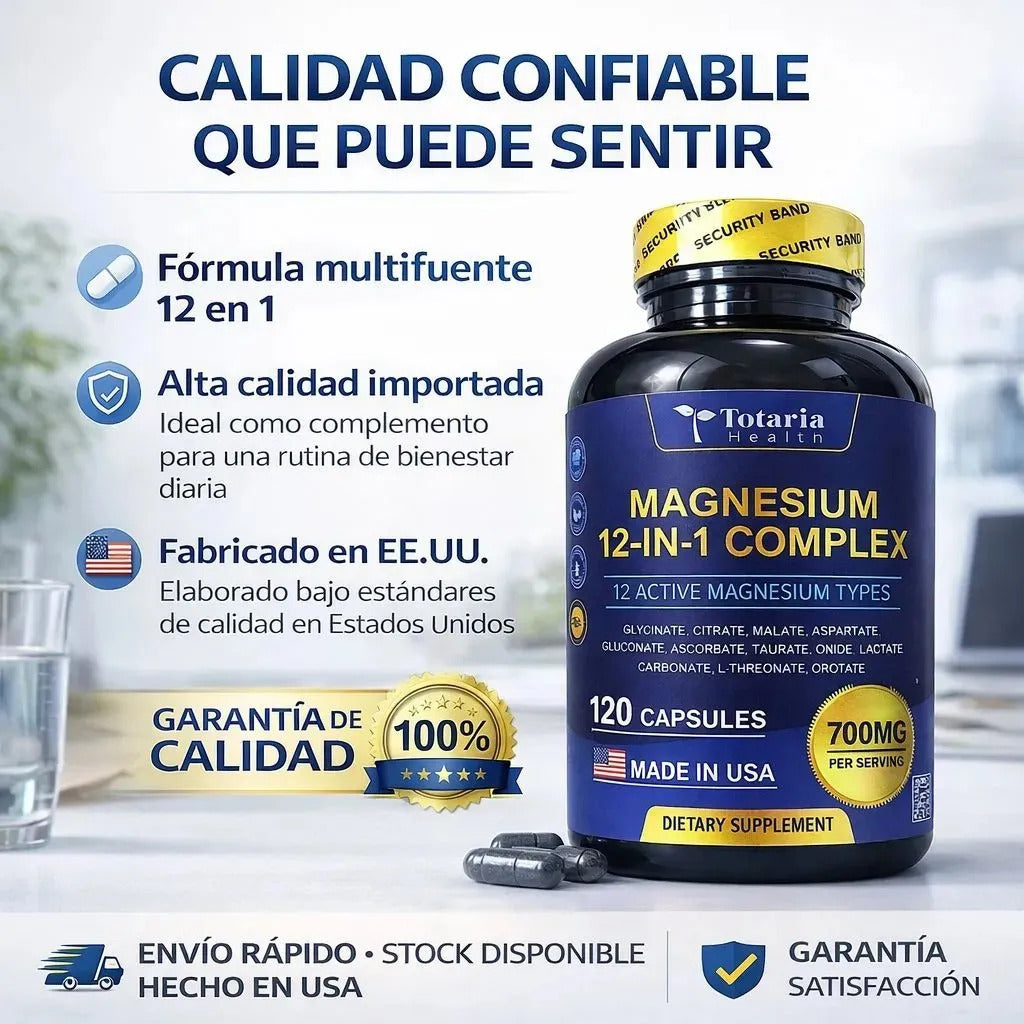 Magnesium 12 en 1: Elimina el cansancio, duerme mejor y recupera tu energía