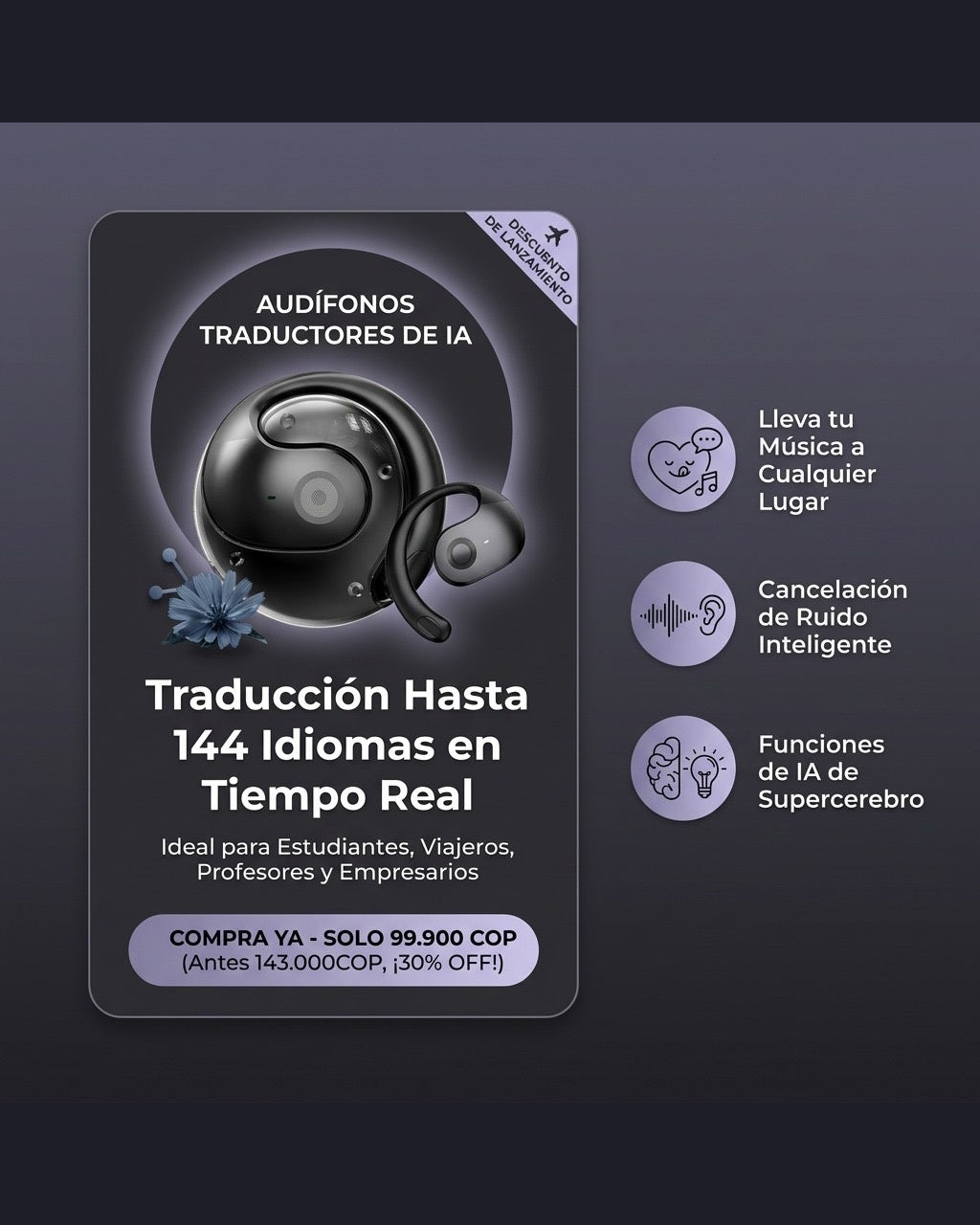 Rompe la barrera del idioma con estos Audífonos traductores con IA